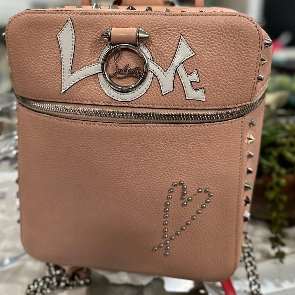 Christian Louboutin Pink Rubylou Love Leather Backpack